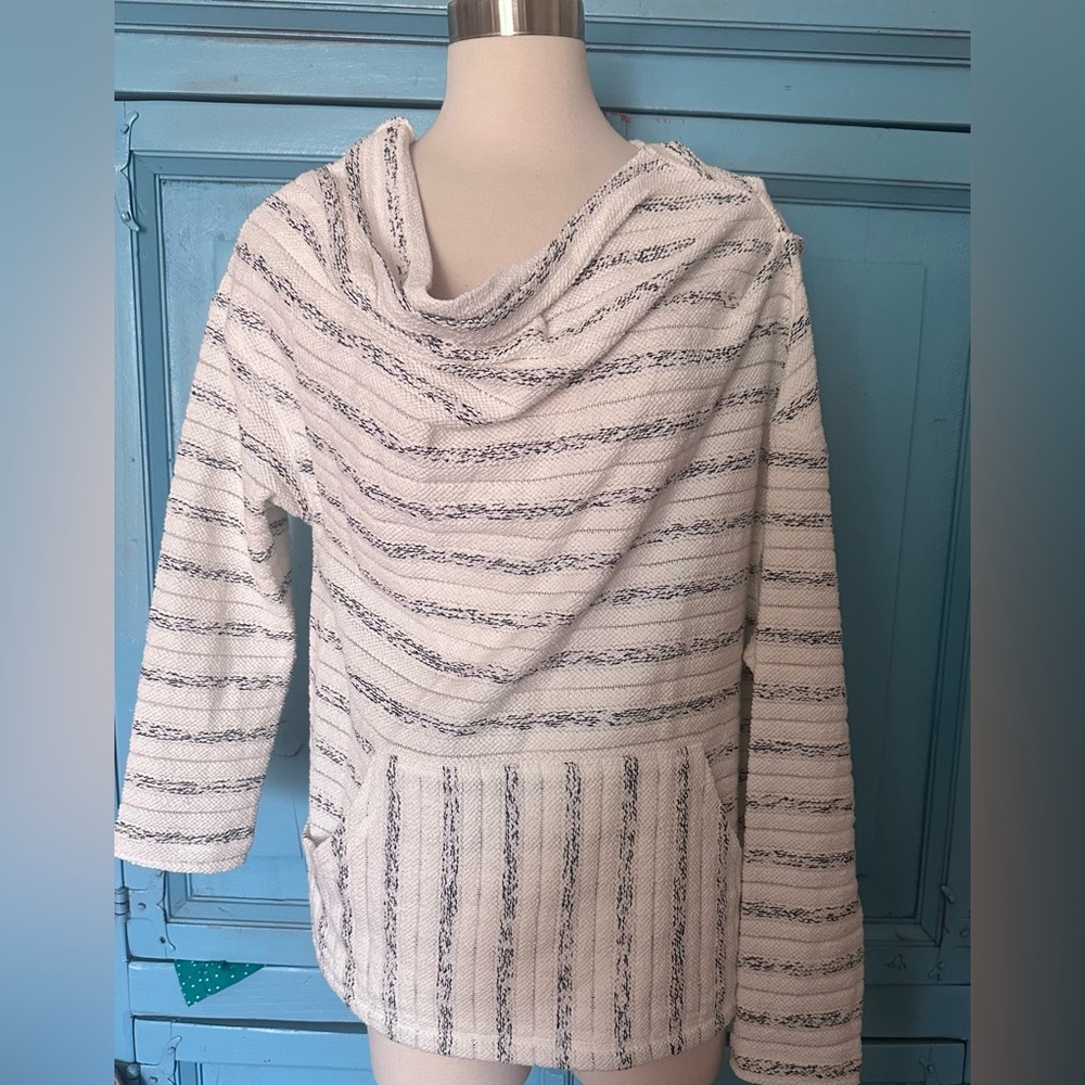 Free People Black and White Cowl Neck Sweater